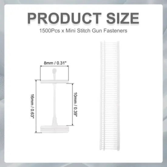 Unique Bargains Plastic Mini Stitch Gun Fasteners for Clothing Fixer Tag 1500 Pcs image {1}
