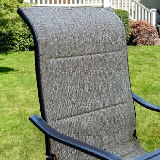 7pc Patio Dining Set with Rectangle Table with 2.6" Umbrella Hole & Steel C-Spring Arm Chairs - Captiva Designs image {6}