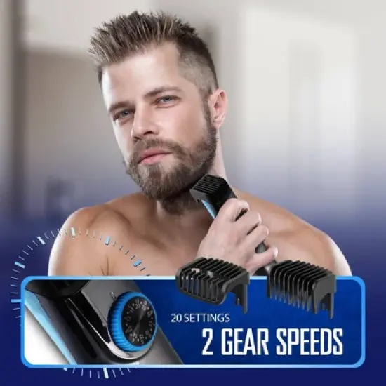 Barbasol LCD Display Rechargeable Vacuum Beard Trimmer with Adjustable Settings - Trial Size image {2}