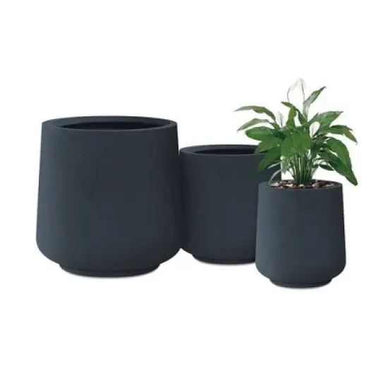Rosemead Home & Garden 3pc Concrete Outdoor Planter Pot Black image {12}