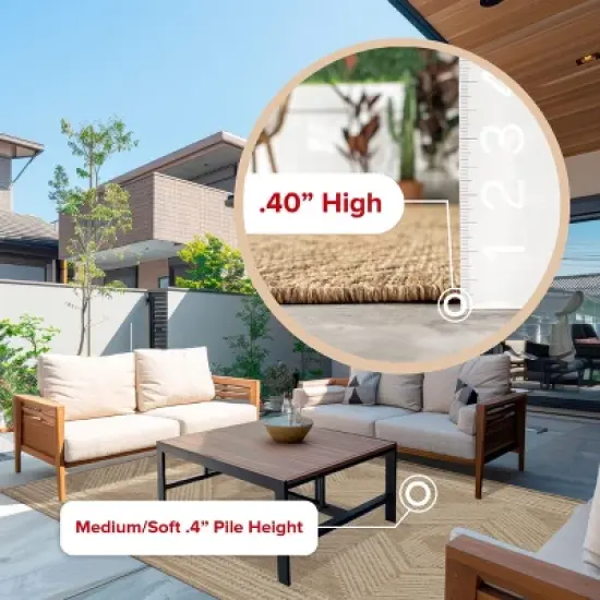 Nuloom Ranya Geometric Indoor/Outdoor Area Rug, Round 6' 7", Light Brown image {11}