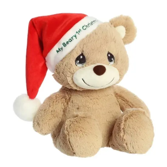 Aurora Medium My Beary 1st Christmas Precious Moments Festive Stuffed Animal Brown 12" image {1}