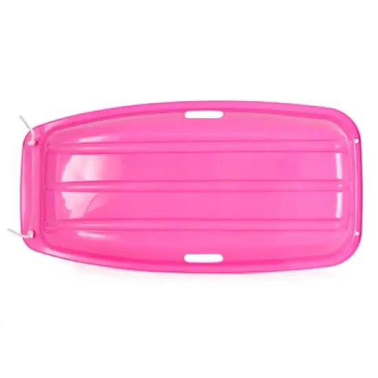 Slippery Racer Downhill Sprinter Flexible Kids Toddler Plastic Cold-Resistant  Toboggan Snow Sled with Pull Rope and Handles, Pink image {3}