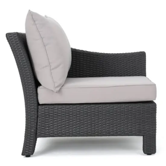 Antibes 6pc Wicker V-Shaped Sectional Sofa Set Gray/Silver - Christopher Knight Home image {5}