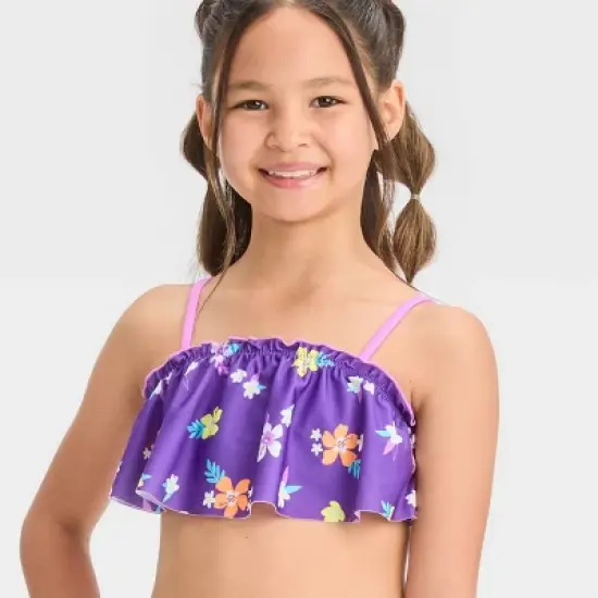 Girls' Simple Tropical Bikini Set - Cat & Jack&trade; Purple image {1}