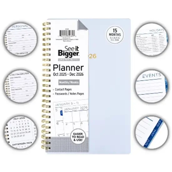 See It Bigger 2025-2026 15 Months Monthly/Weekly 5.5"x8.5" Planner Medium image {3}