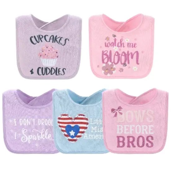 The Peanutshell Pastel Girl 10-Pack Terry Bibs in Pink, Purple and Yellow image {1}