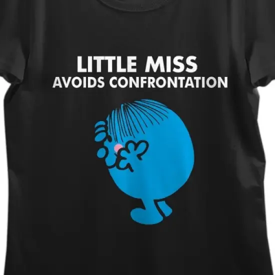 Mr. Men And Little Miss Meme Little Miss Avoids Confrontation Crew Neck Short Sleeve Women's Black T-shirt image {1}