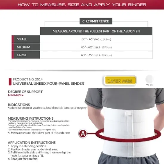OTC Abdominal Binder, Chest Support Brace, Rib Fracture, Unisex, Four-Panel image {5}