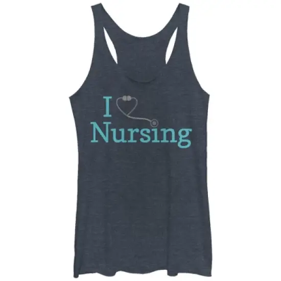 Women's CHIN UP I Love Nursing Stethoscope Racerback Tank Top image {5}