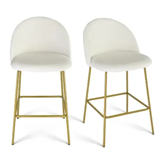 25" Nano Full Back Upholstered Counter Stool (Set Of 2) Gold Legs-Maison Boucle image {3}