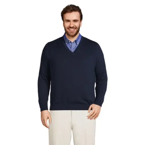 Lands' End Men's Classic Fit Fine Gauge Supima Cotton V-neck Sweater image {3}