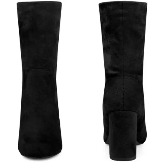 Perphy Women's Rounded Toe Block Heeled Foldable Ankle Boots image {2}