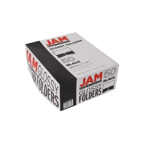 JAM Paper Laminated Two-Pocket Glossy Presentation Folders Black Bulk 25/Pack 385GBLD image {6}