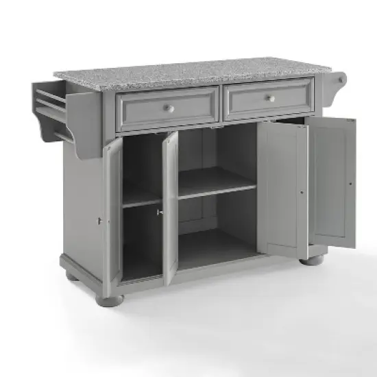 Alexandria Kitchen Island with Solid Granite Top Vintage Gray - Crosley image {2}