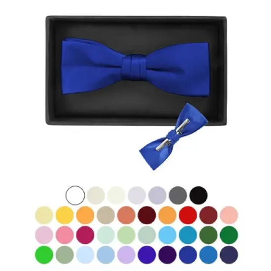Young Boy's Pre-tied Clip On Bow Tie - Formal Tuxedo Solid Color image {3}