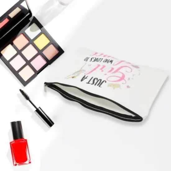 Unique Bargains Durable Dance Figure Pattern Makeup Bag White 1 Pc image {3}