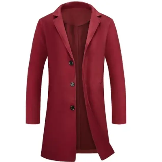 Lars Amadeus Men's Lapel Collar Single Breasted Warm Long Overcoat image {8}