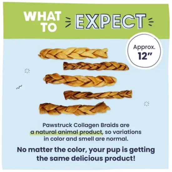 Pawstruck Natural Beef Collagen Braids for Dogs - Tough Long Lasting Alternative to Traditional Rawhide image {6}