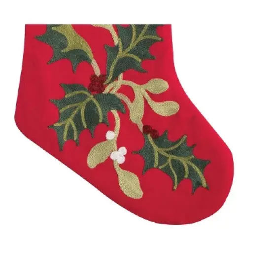 C&F Home 20" Holly Branch Hanging Large Christmas Stocking image {2}
