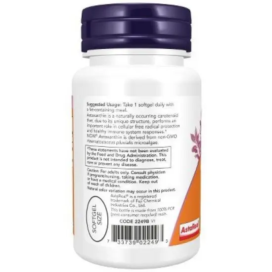 Astaxanthin 10mg by Now Foods  -  30 Softgel image {2}