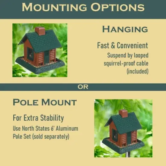 North States Log Cabin Hopper Bird Feeder 10.75" Brown image {4}