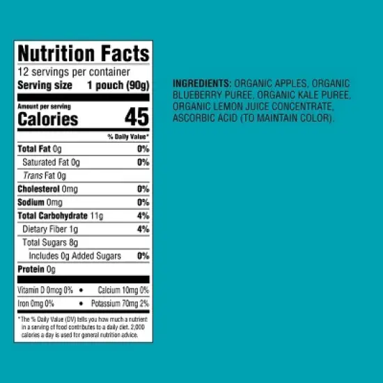 Organic Apple Blueberry Kale Fruit & Vegetable Puree Pouches - 38.04oz/12ct - Good & Gather&trade; image {3}