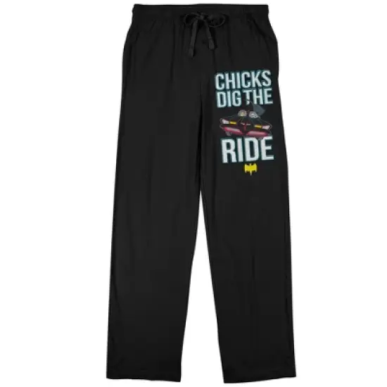 Batman Batmobile Chicks Dig the Ride Men's Black Sleep Pajama Pants image {1}