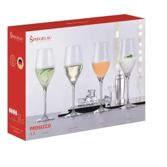 Spiegelau Prosecco Wine Glasses Set of 4 - Crystal, Classic Stemmed, Dishwasher Safe, Professional Quality Wine Glass Gift Set - 9.1 oz, Clear image {7}