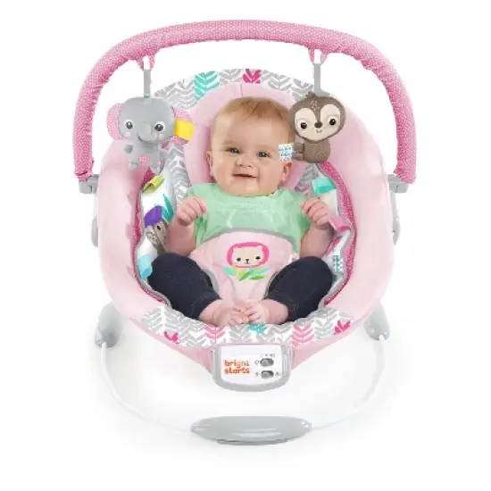 Bright Starts Jungle Vines Comfy Baby Bouncer with Vibrating Infant Seat, Toy Bar & Taggies image {15}