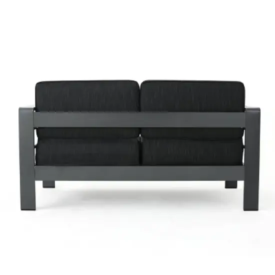 Christopher Knight Home Cape Coral Outdoor Loveseat - Aluminum Gray/Dark Gray image {6}