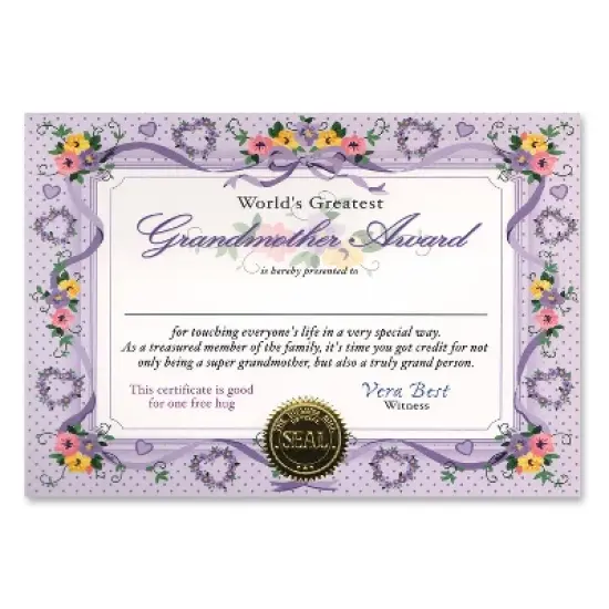 Beistle World's Greatest Grandmother Certificate, 5" x 7", (6/Pkg) Multicolored image {1}