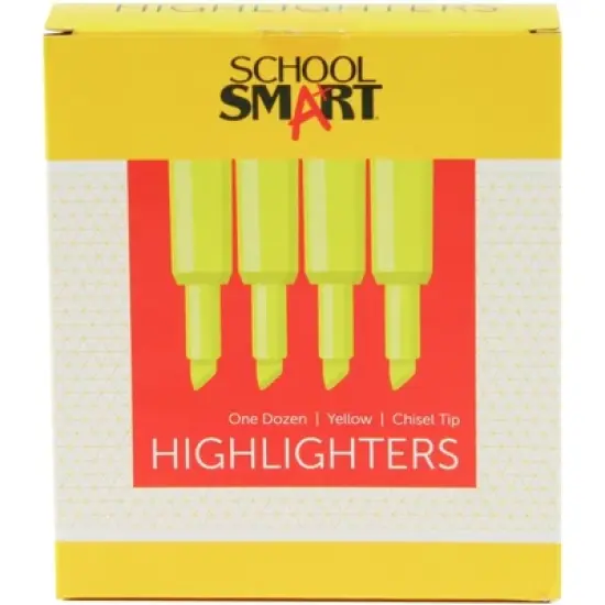 School Smart Tank Style Highlighters, Chisel Tip, Yellow, Pack of 12 image {2}