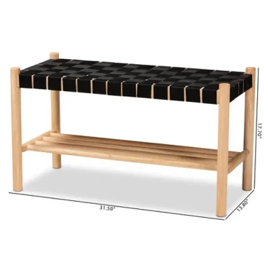 Cadmus Rustic Wood Bench Black/Oak Brown - Baxton Studio image {9}