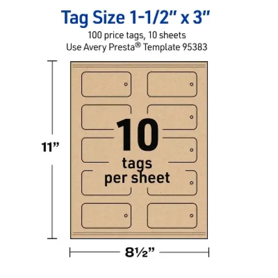 Avery Rounded Price Tags, 1-1/2" x 3", Kraft Brown, 100 Total image {4}