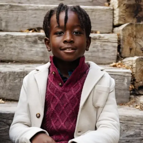 Hope & Henry Boys' Long Sleeve Mock Neck Cable Sweater with Flecks, Infant image {3}