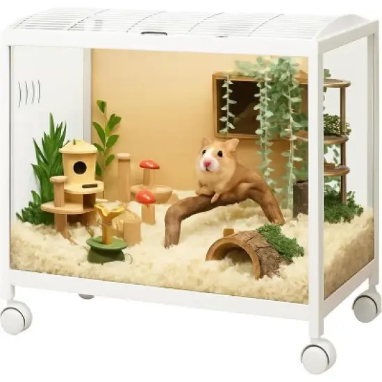 Hamster Cage Chewproof, Large Hamster Cages and Habitats with Stackable Design, Openable Top, Small Animal Habitats for Gerbil Mouse image {9}