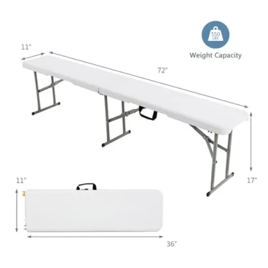 Costway Outdoor Camping Table Set Folding Picnic Long Table with 2 Bench Seats image {2}
