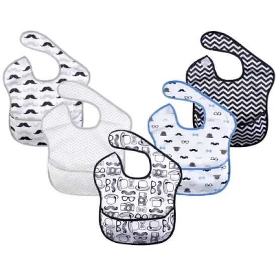 Hudson Baby Infant Boy Waterproof Polyester Bibs 5pk, Gentleman image {4}
