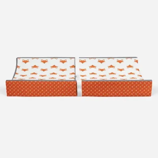 Bacati - Playful Fox Quilted Changing Pad Cover -Orange Arrows in Gussett image {5}