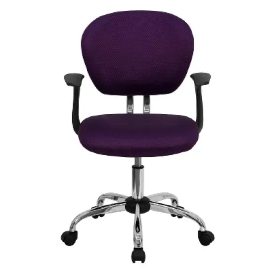 Emma and Oliver Mid-Back Mesh Padded Swivel Task Office Chair with Chrome Base and Arms image {4}