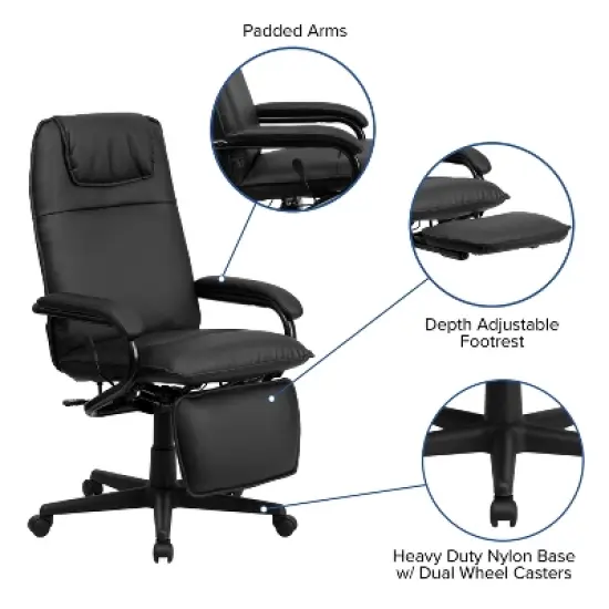 Emma and Oliver High Back Black LeatherSoft Executive Reclining Ergonomic Office Chair with Arms image {4}