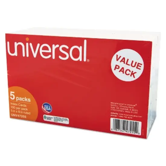 UNIVERSAL Ruled Index Cards 5 x 8 White 500/Pack 47255 image {1}