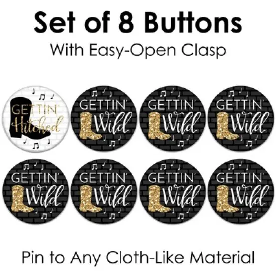 Big Dot of Happiness Nash Bash - 3 inch Nashville Bachelorette Party Badge - Pinback Buttons - Set of 8 image {4}