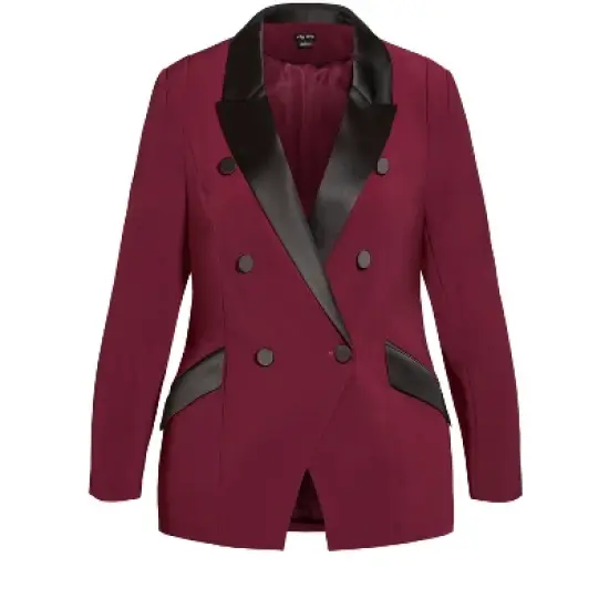 Women's Plus Size Tuxe Luxe Jacket - claret | CITY CHIC image {2}