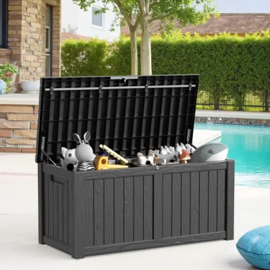 MAYEERTY 120 Gallon Large Capacity Outdoor Deck Box for Patio Furniture Cushions, Pillow with Wheels image {1}