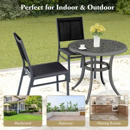 Tangkula Outdoor Dining Chairs w/ Breathable Seat Backrest Heavy-Duty Aluminum Frame image {5}
