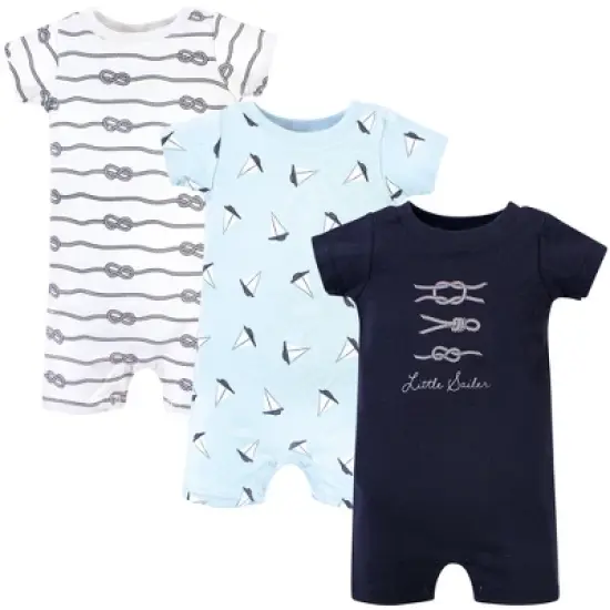 Hudson Baby Infant Boy Cotton Rompers 3pk, Little Sailer image {4}