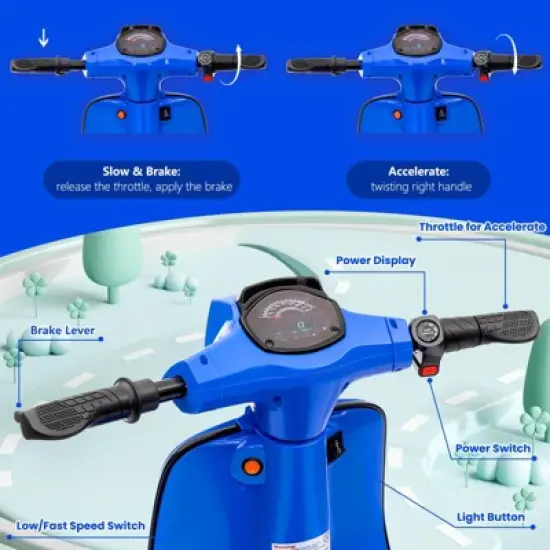 Jojoka Electric Moped Scooter for Kids, 24V 350W Suitable for Big Kids, Powerful Motor, Dual Driving Modes, Rear Brake, Twist Grip Throttle image {3}