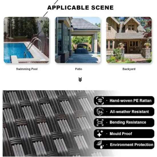 ALAULM 6PCS Outdoor Patio Furniture Set PE Wicker Rattan Sectional Sofa image {7}